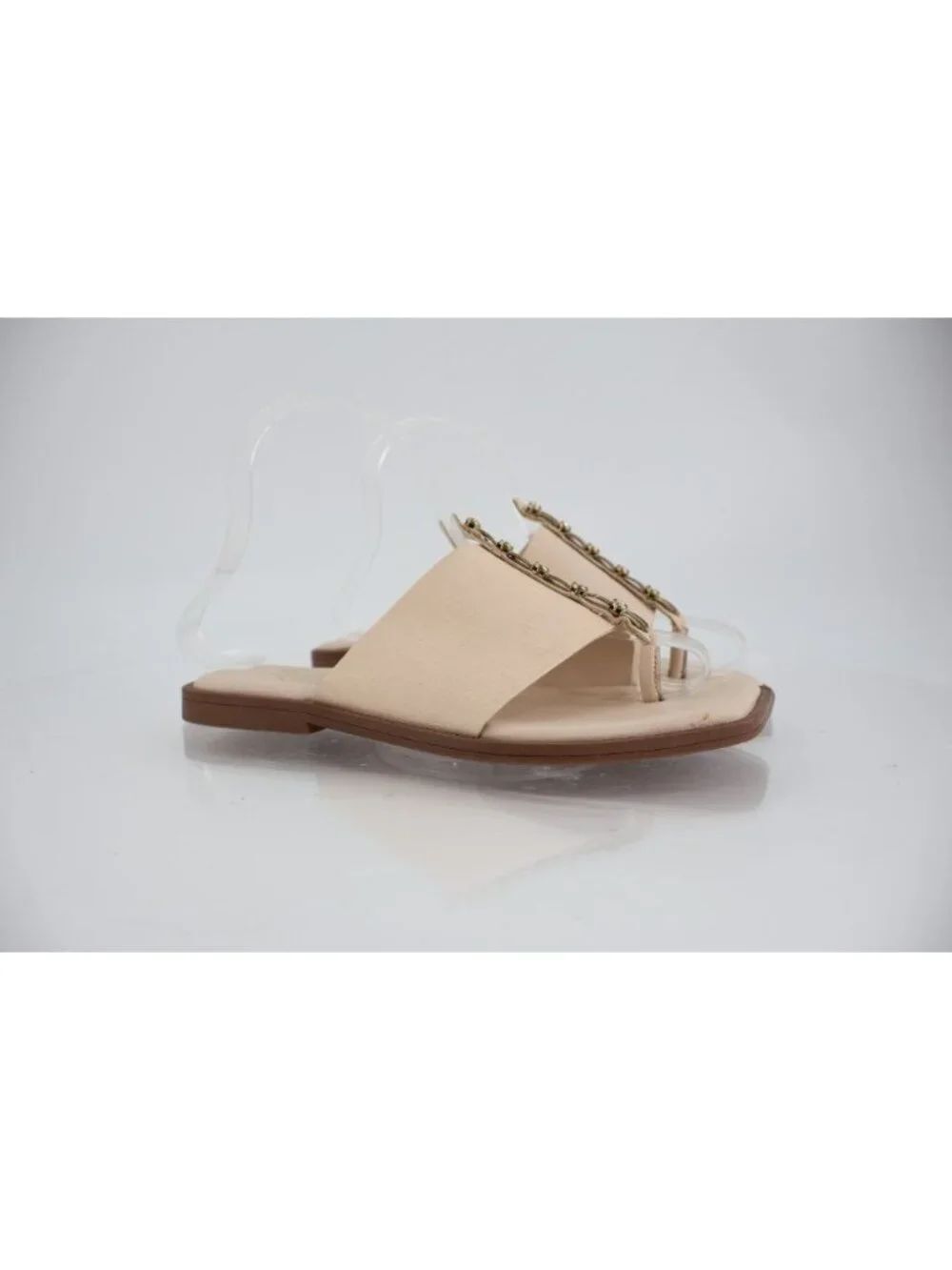 Franco Sarto Womens Megs Sandal Size 6 Ivory Leather Slide Boxy Square Toe